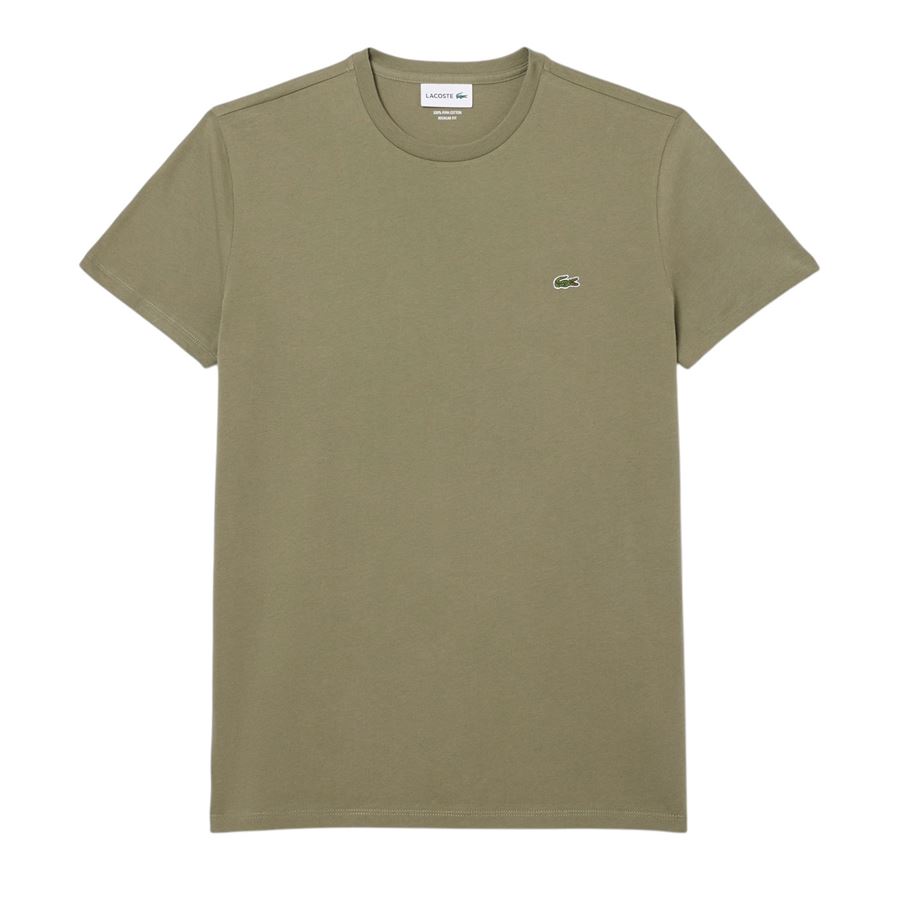 T-shirt girocollo monocromatica in jersey di cotone Pima Lacoste | TH6709BMY