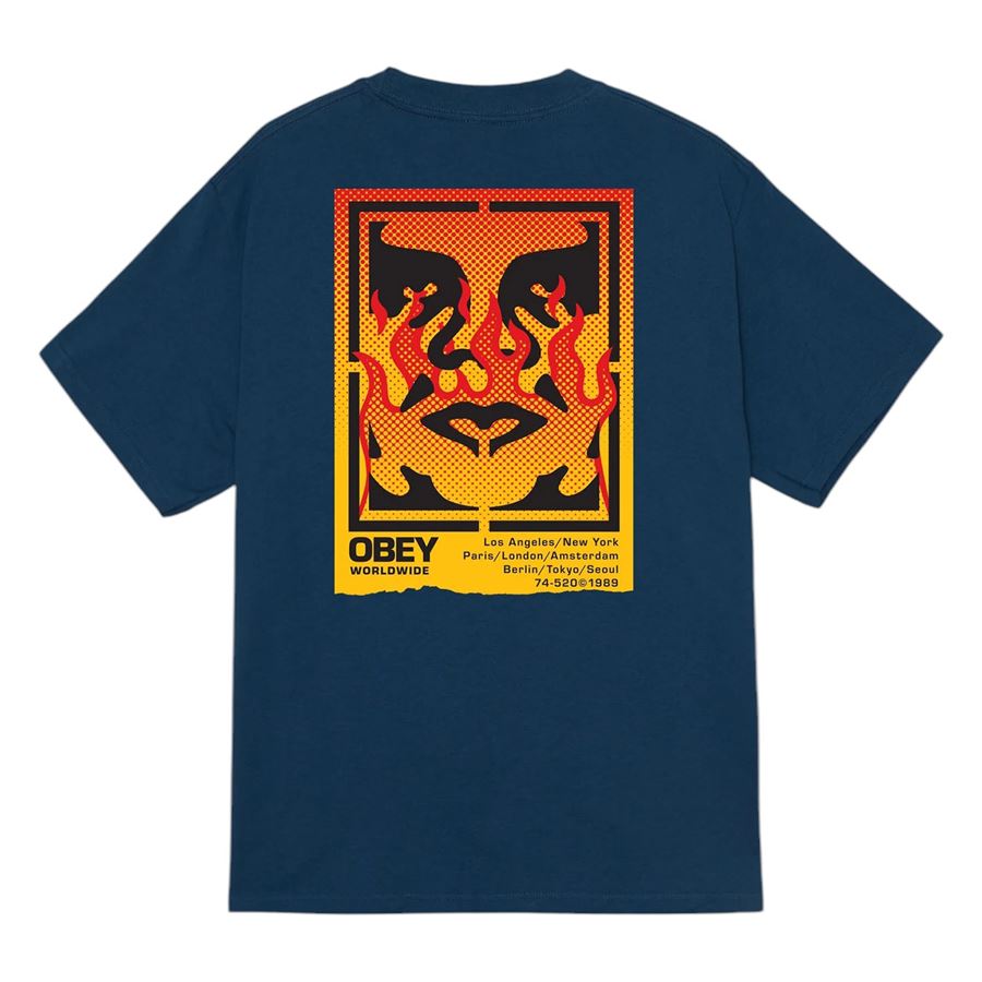 Icon Stencil Flame Classic T-shirt a manica corta da uomo Obey | 165264048HBU