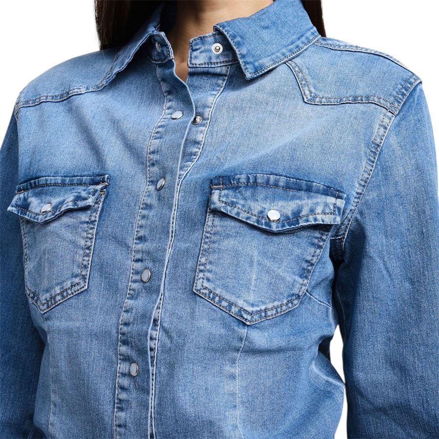 Camicia in denim con tasche e bottoni da donna Please | C862991861670