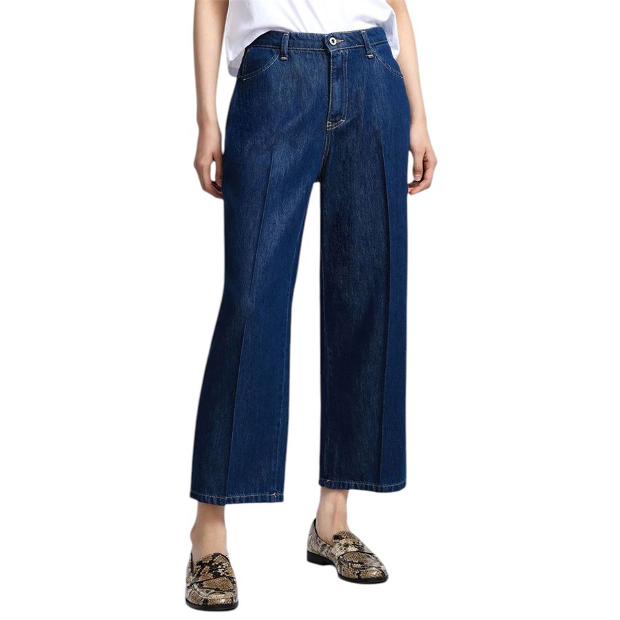 Jeans cropped a gamba larga con vita media da donna Please | P3CHCQZCAL1670