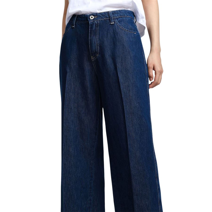 Jeans cropped a gamba larga con vita media da donna Please | P3CHCQZCAL1670