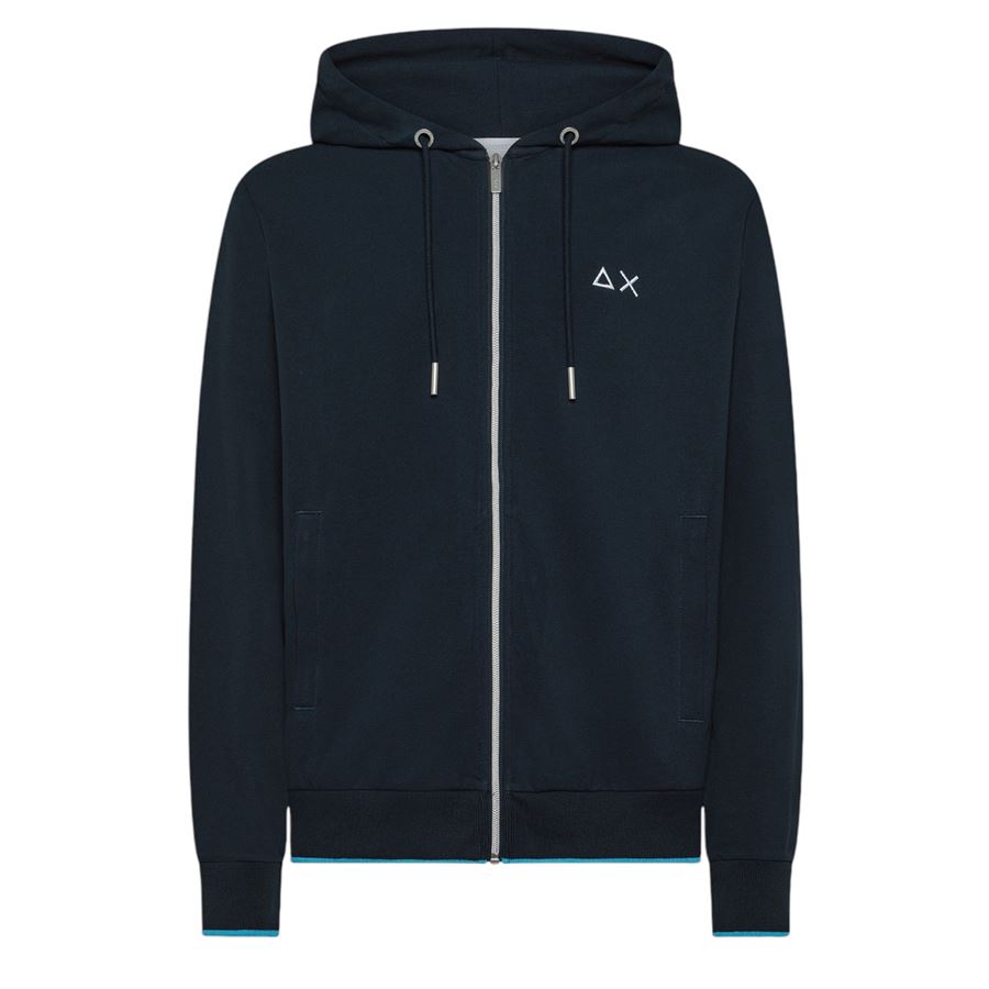 Hoodie Zip Piquet Small Stripes Fleece felpa da uomo con cappuccio e zip intera Sun68 | F3511007