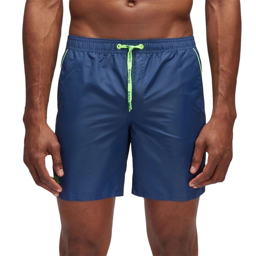 Costume da bagno a pantaloncino da uomo lunghezza media vita elasticata iconic taffeta con piping Sundek | M420BDTA10000702