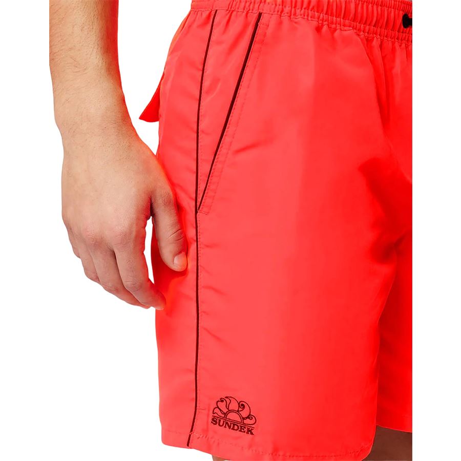 Costume da bagno a pantaloncino da uomo lunghezza media vita elasticata iconic taffeta con piping Sundek | M420BDTA10004702