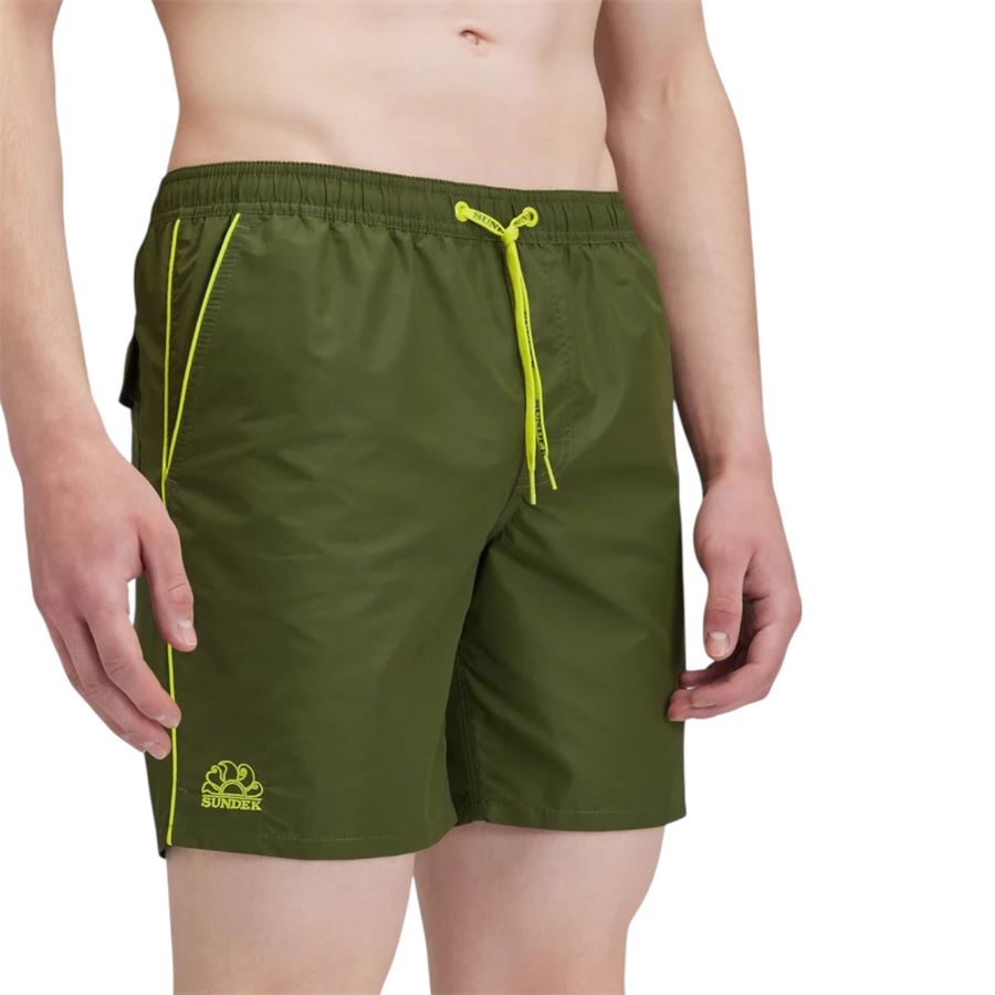 Costume da bagno a pantaloncino da uomo lunghezza media vita elasticata iconic taffeta con piping Sundek | M420BDTA100A5101