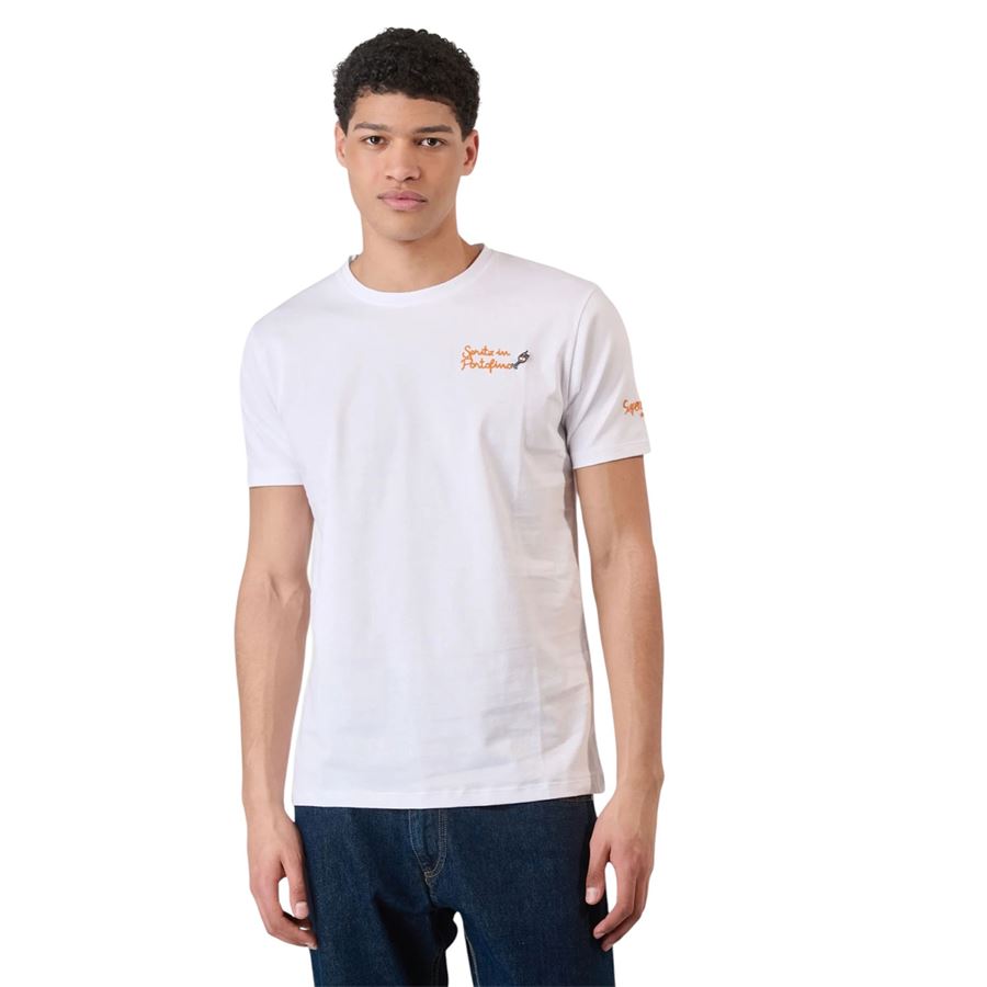 Spritz in Portofino t-shirt bianca con ricamo e spilla Superlculture | A1109WHITE