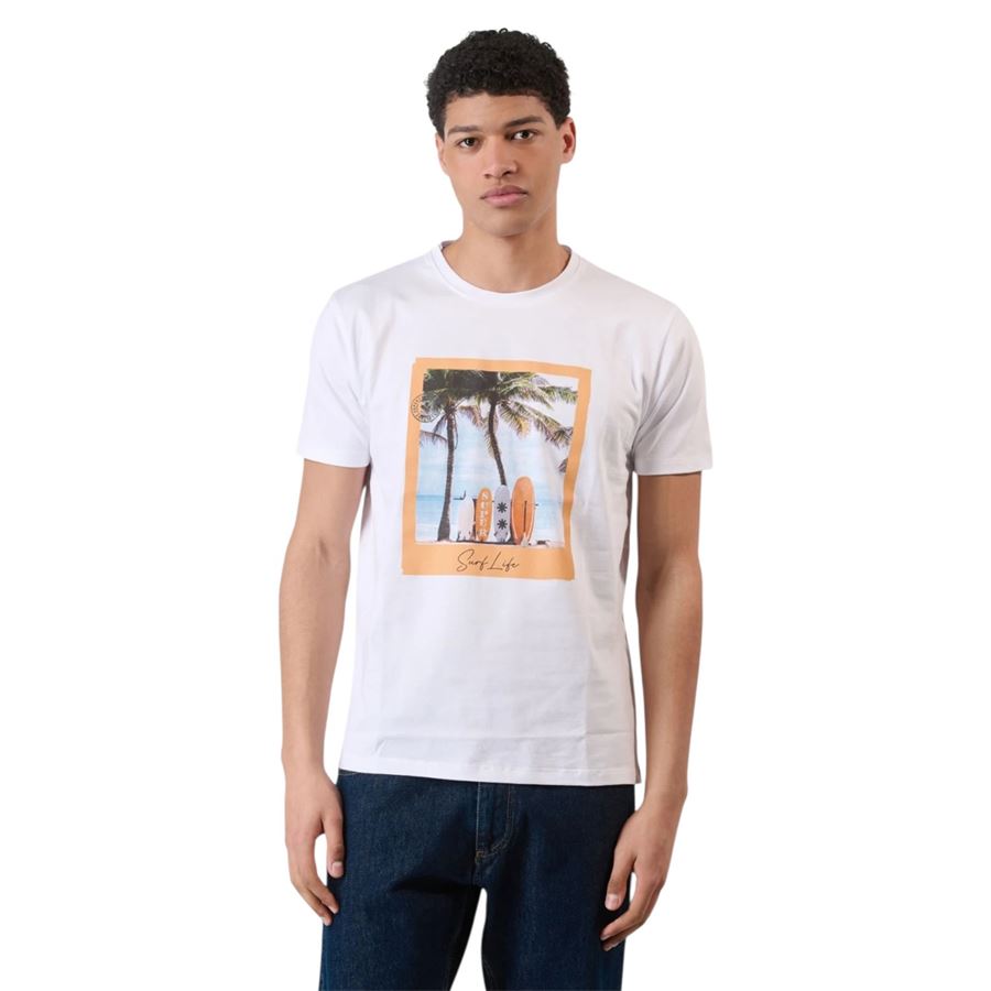 T-shirt maniche corte da uomo con Stampa Surf Superlculture | V1017WHITE