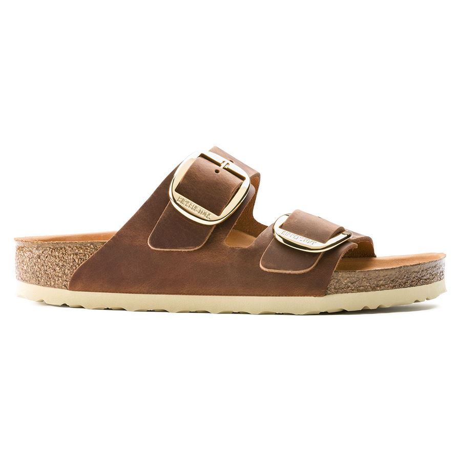 Arizona Big Buckle cognac, Oiled Leather - Calzata Stretta ciabatta da donna Birkenstock | 1011073X