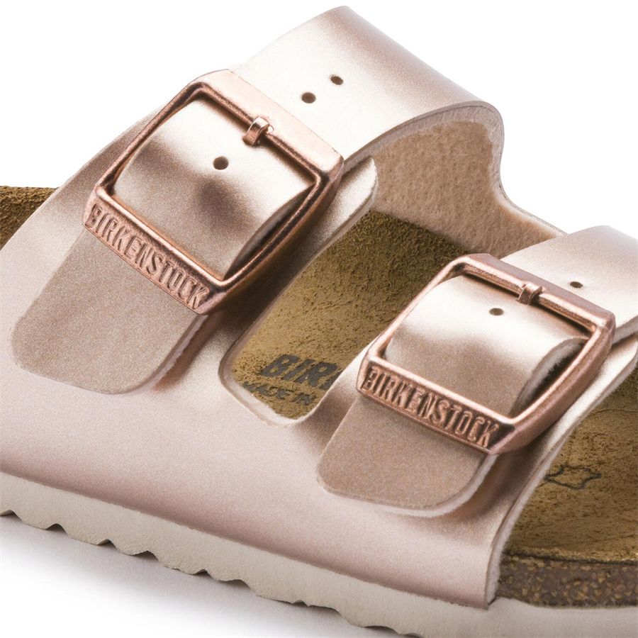 Arizona Kids electric metallic copper, Birko Flor - Calz. Stretta ciabatta da bambina Birkenstock | 1012478X