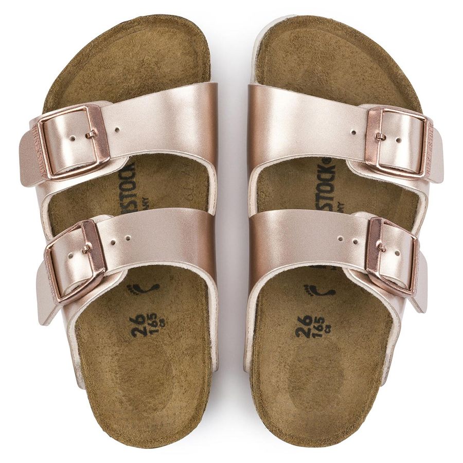 Arizona Kids electric metallic copper, Birko Flor - Calz. Stretta ciabatta da bambina Birkenstock | 1012478X