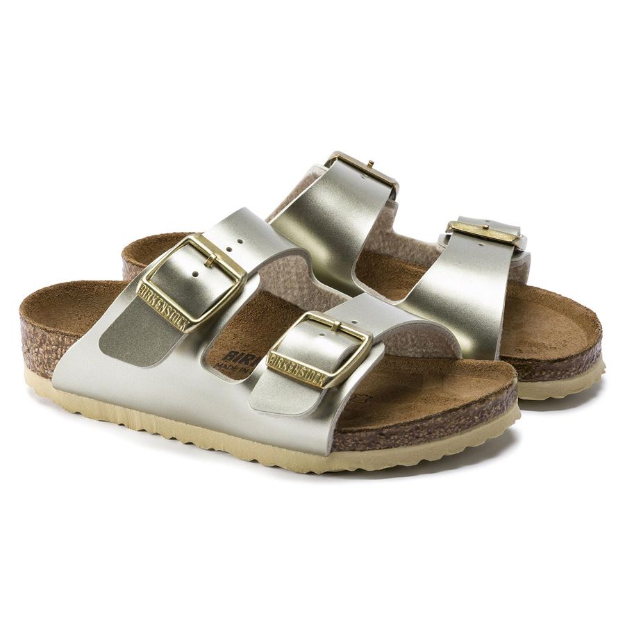 Arizona Kids electric metallic gold, Birko Flor - Calz. Stretta ciabatta da bambina Birkenstock | 1014841X