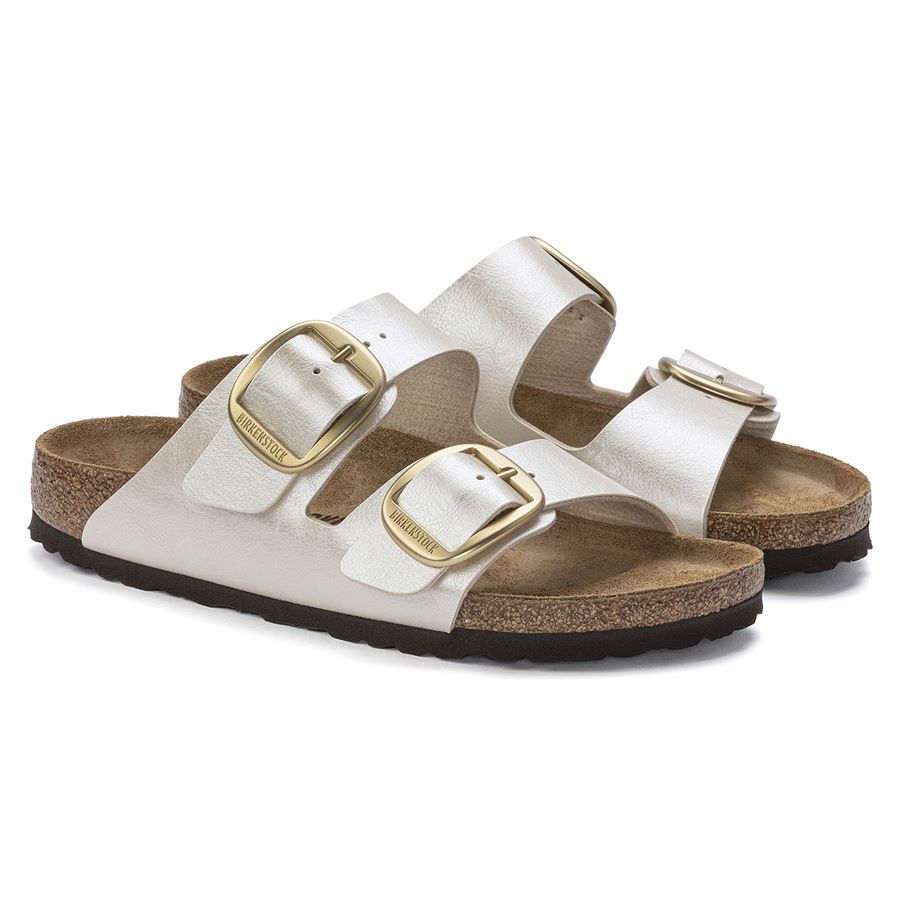 Arizona Big Buckle graceful pearl white, Birko Flor ciabatta da donna calz. stretta Birkenstock | 1020021X