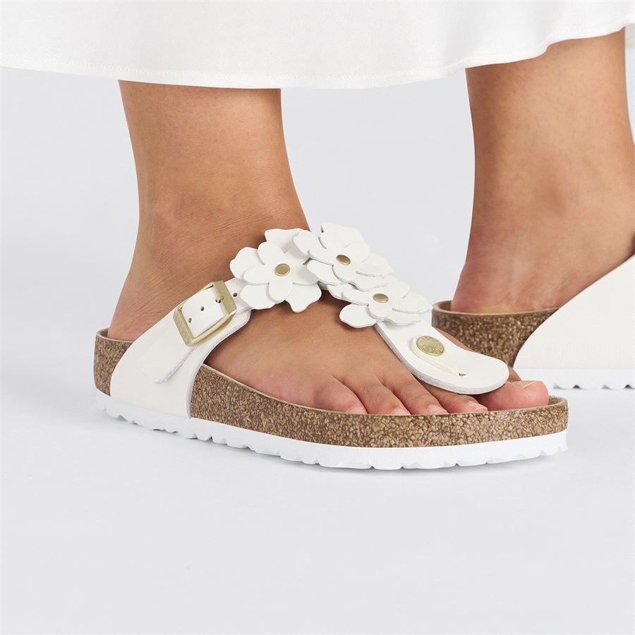Gizeh Flowers white Natural Leather infradito da donna Birkenstock | 1026686X