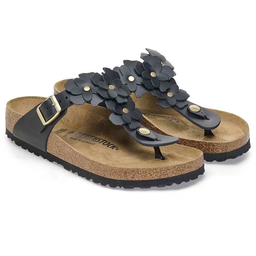 Gizeh Flowers black Natural Leather infradito da donna Birkenstock | 1026693X