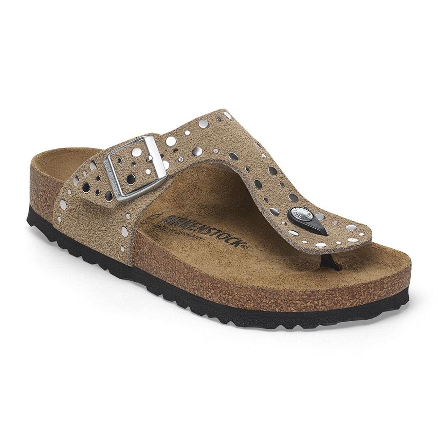 Gizeh Rivet taupe Suede Leather infradito da donna Birkenstock | 1029388X