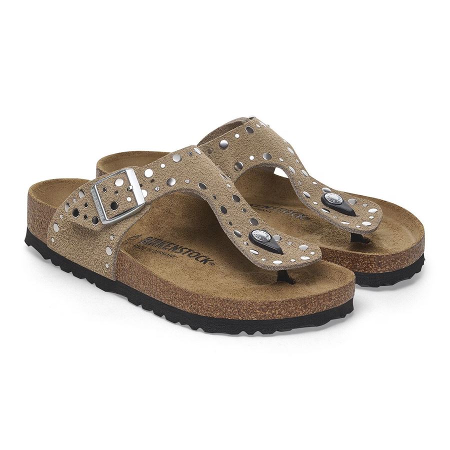 Gizeh Rivet taupe Suede Leather infradito da donna Birkenstock | 1029388X