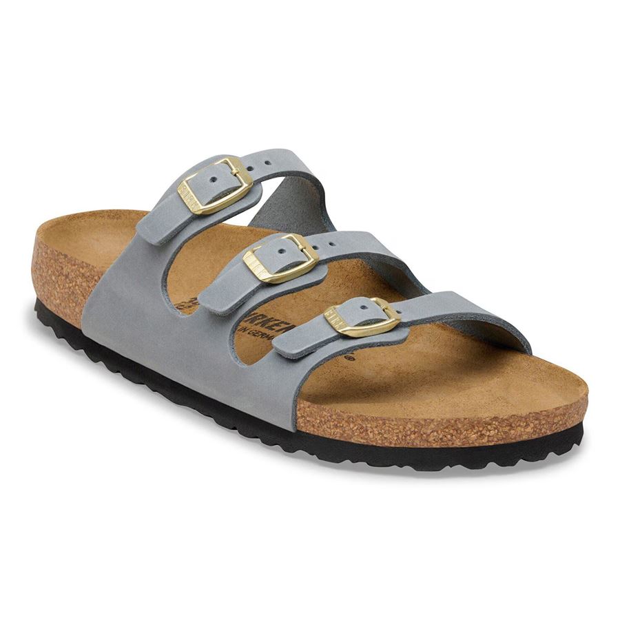 Florida basalt gray, Oiled leather ciabatta da donna Birkenstock | 1031891X