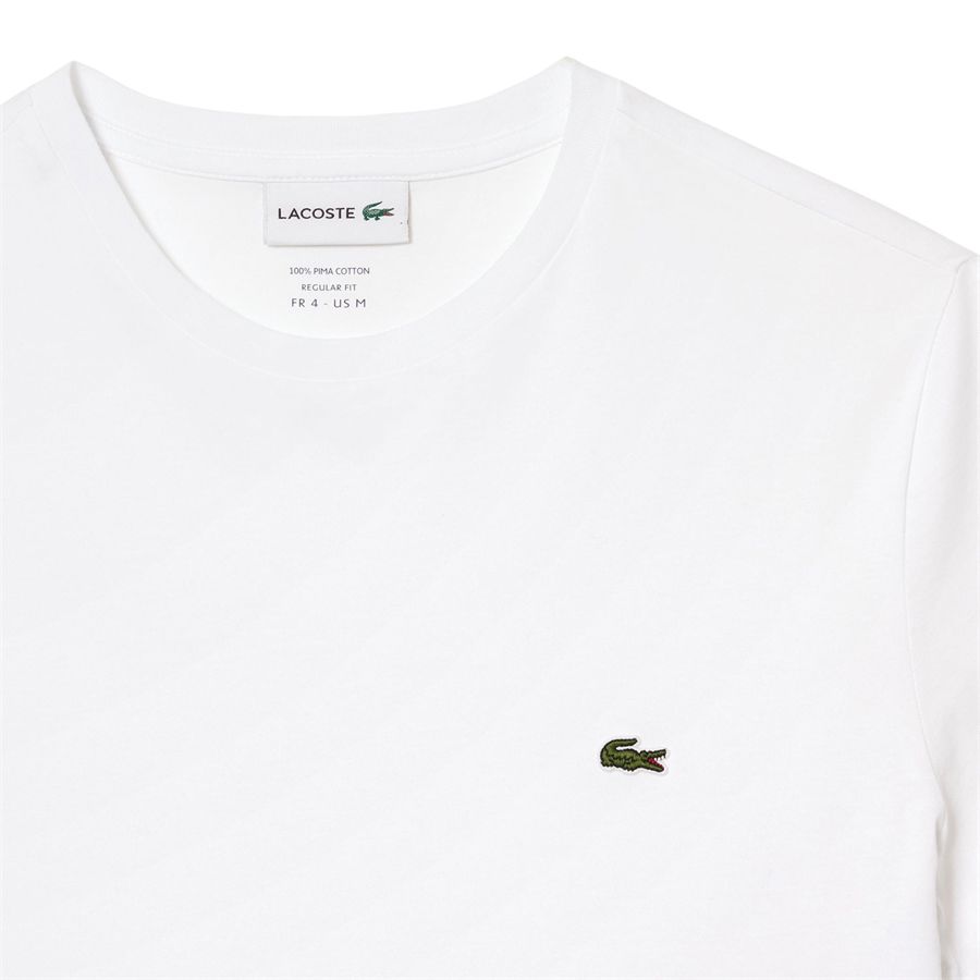 T-shirt girocollo monocromatica in jersey di cotone Pima Lacoste | TH6709001