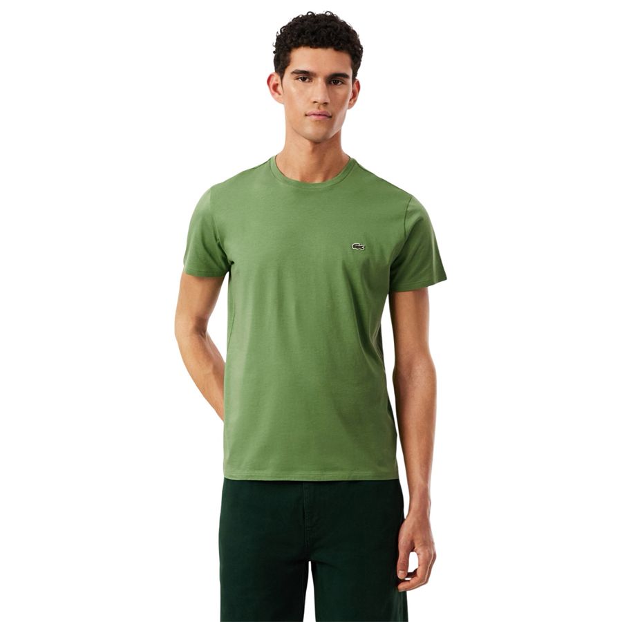 T-shirt girocollo monocromatica in jersey di cotone Pima Lacoste | TH670902M