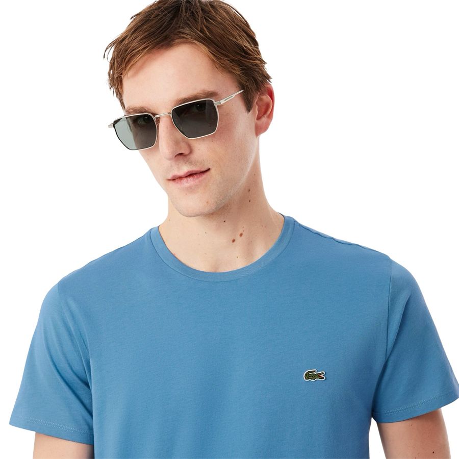T-shirt girocollo monocromatica in jersey di cotone Pima Lacoste | TH6709JBK