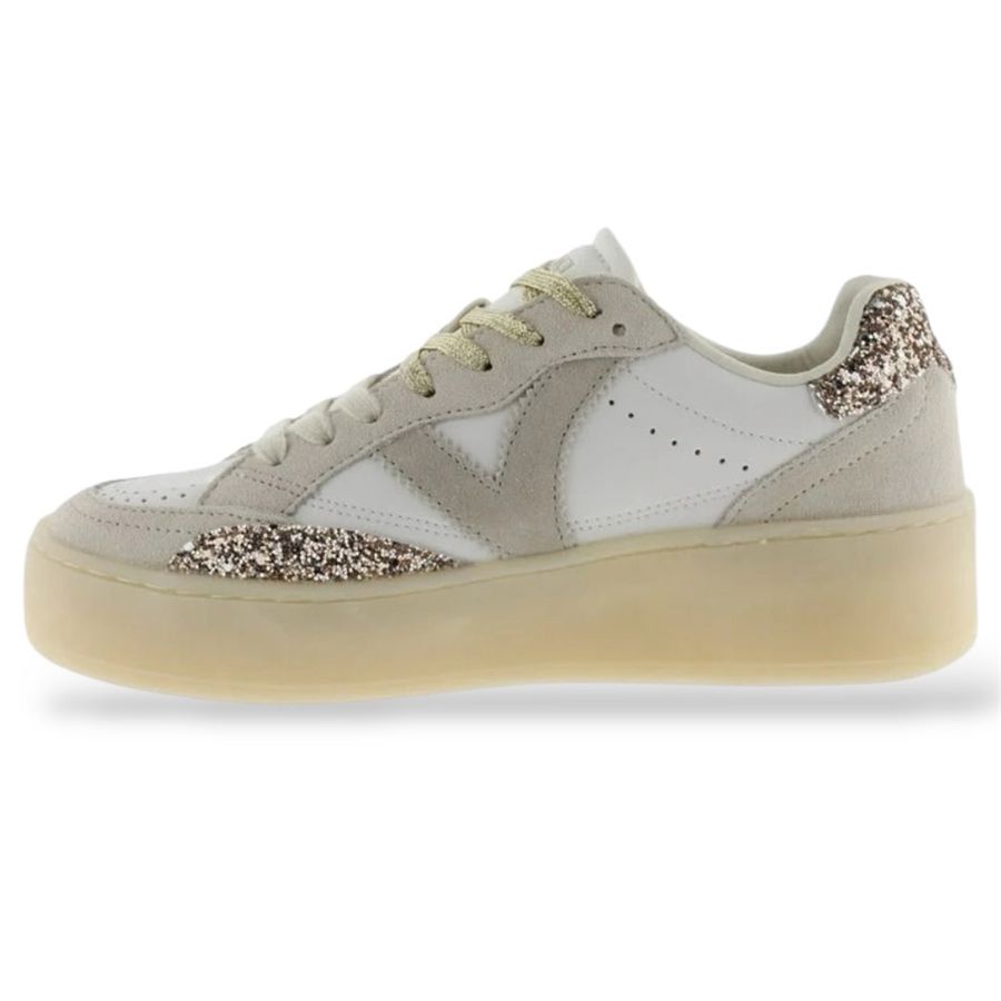 Turin sneakers da donna effetto pelle camoscio e glitter Victoria | 1265101PLATINO
